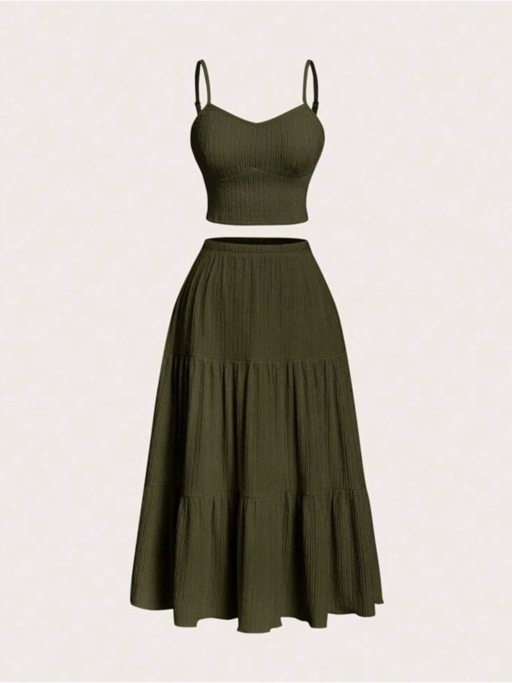 SHEIN Plus size (12XL) woman textured knit camisole top and long A-line skirt